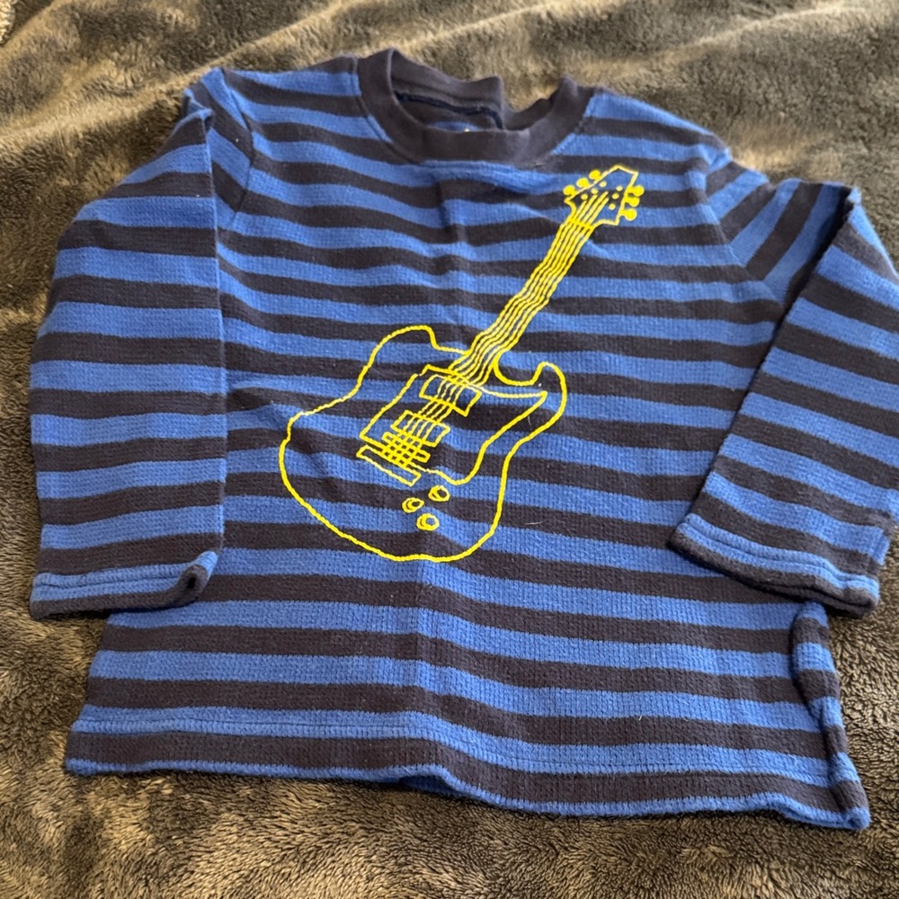 Circo Blue & Navy Striped Long-Sleeve Tee with Yellow Guitar